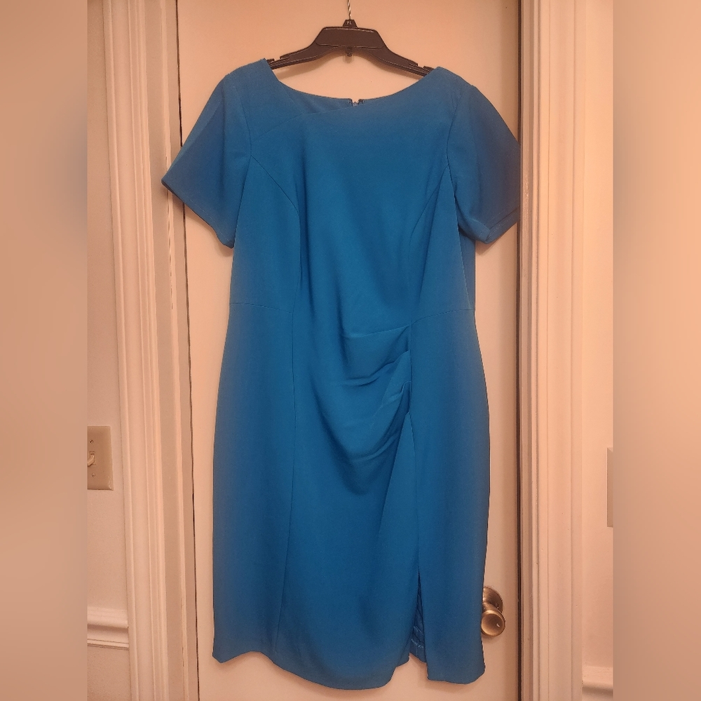 Adrianna Papell Teal Asymmetrical Style Career Dress, UK18W/US14W